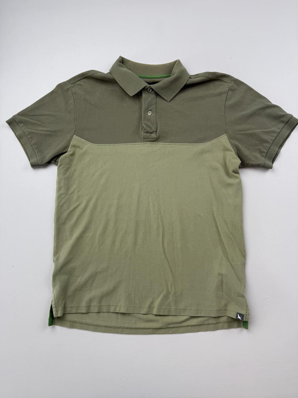 Eddie Bauer Polo Shirt Mens Medium Green Colorblock Outdoor Short Sleeve Knit
